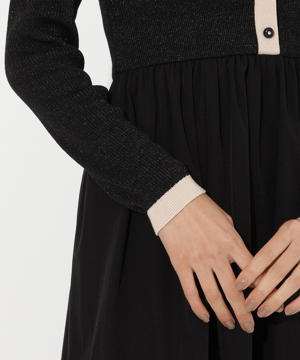 【再入荷予約受付中】ラメ入り配色ドッキングワンピース