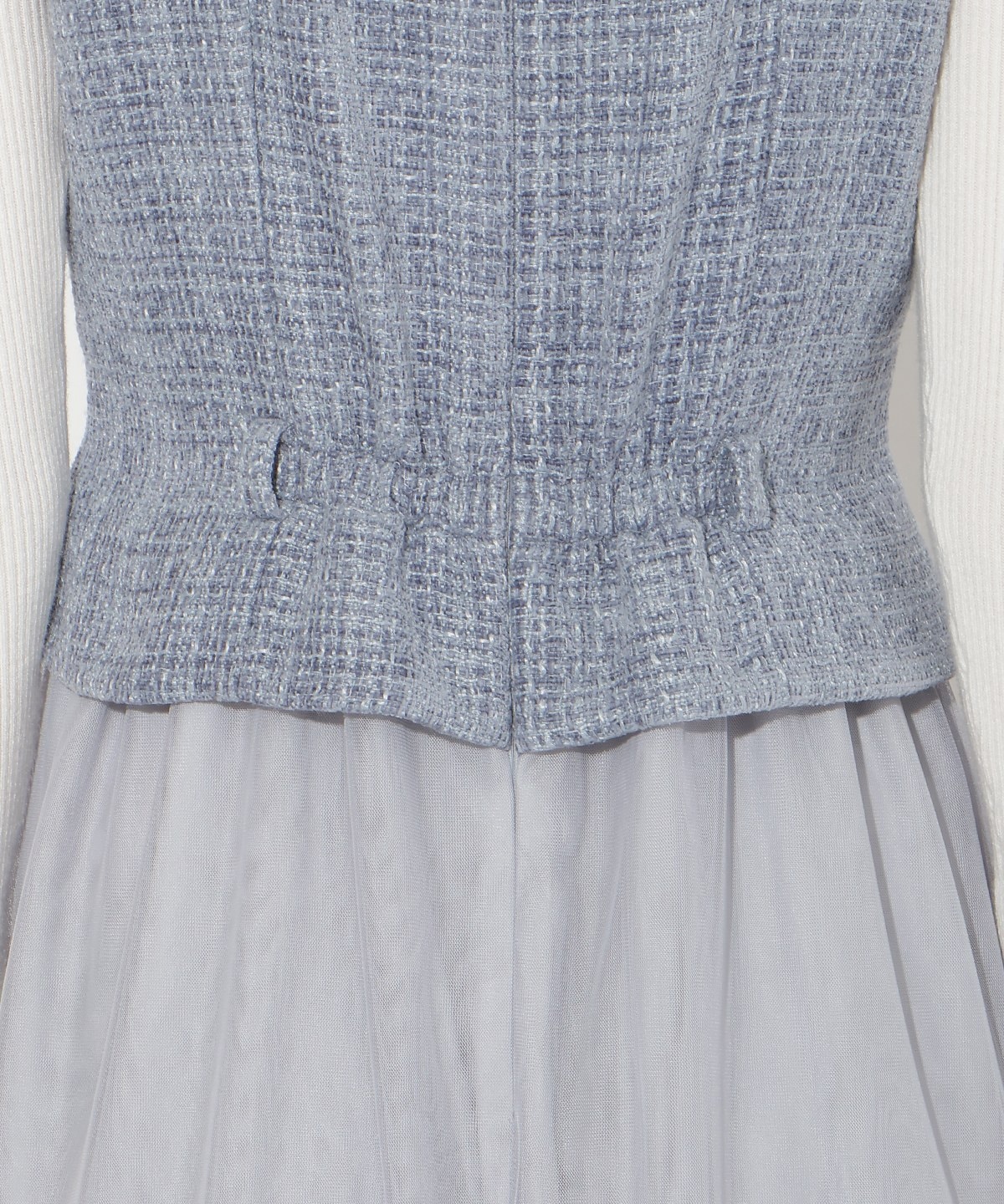 ツイード×チュールドッキングワンピース