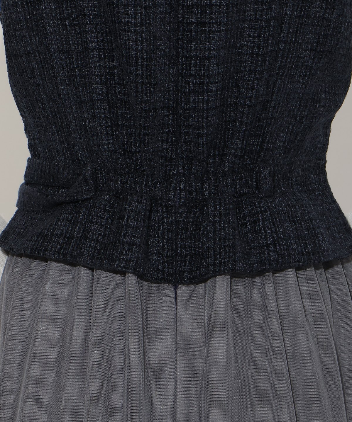 ツイード×チュールドッキングワンピース