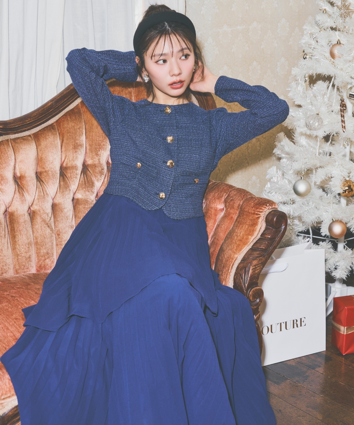 ツイードジャケットドッキングワンピース