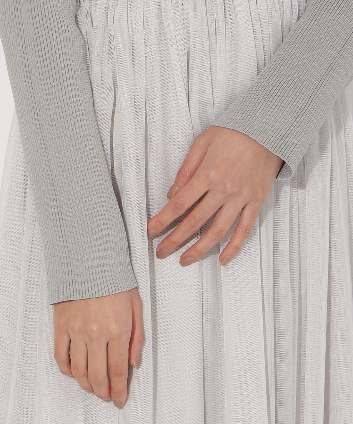 チュールギャザードッキングワンピース