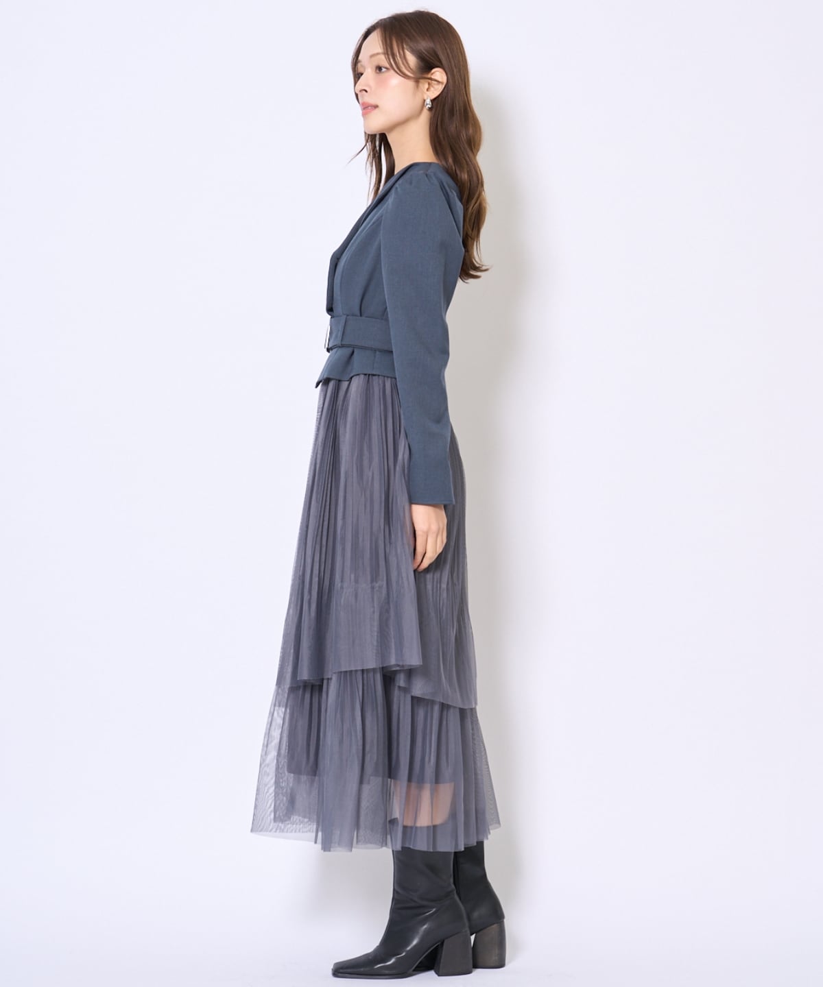プリーツレイヤードワンピース