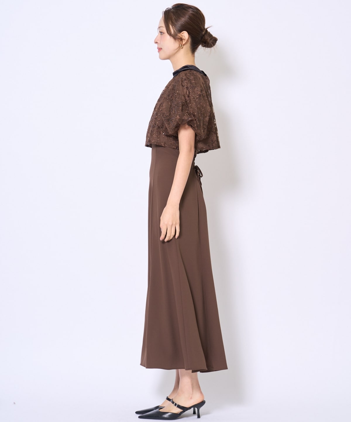 ベロアトリミングブラウス×ドレス