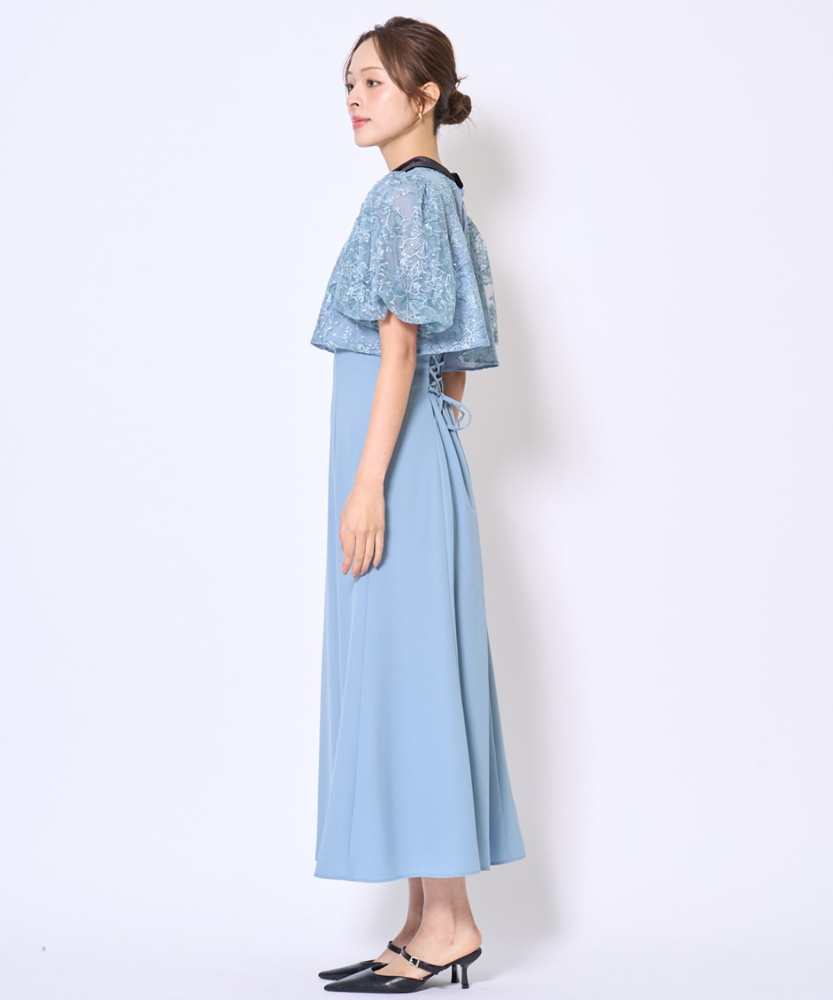 ベロアトリミングブラウス×ドレス