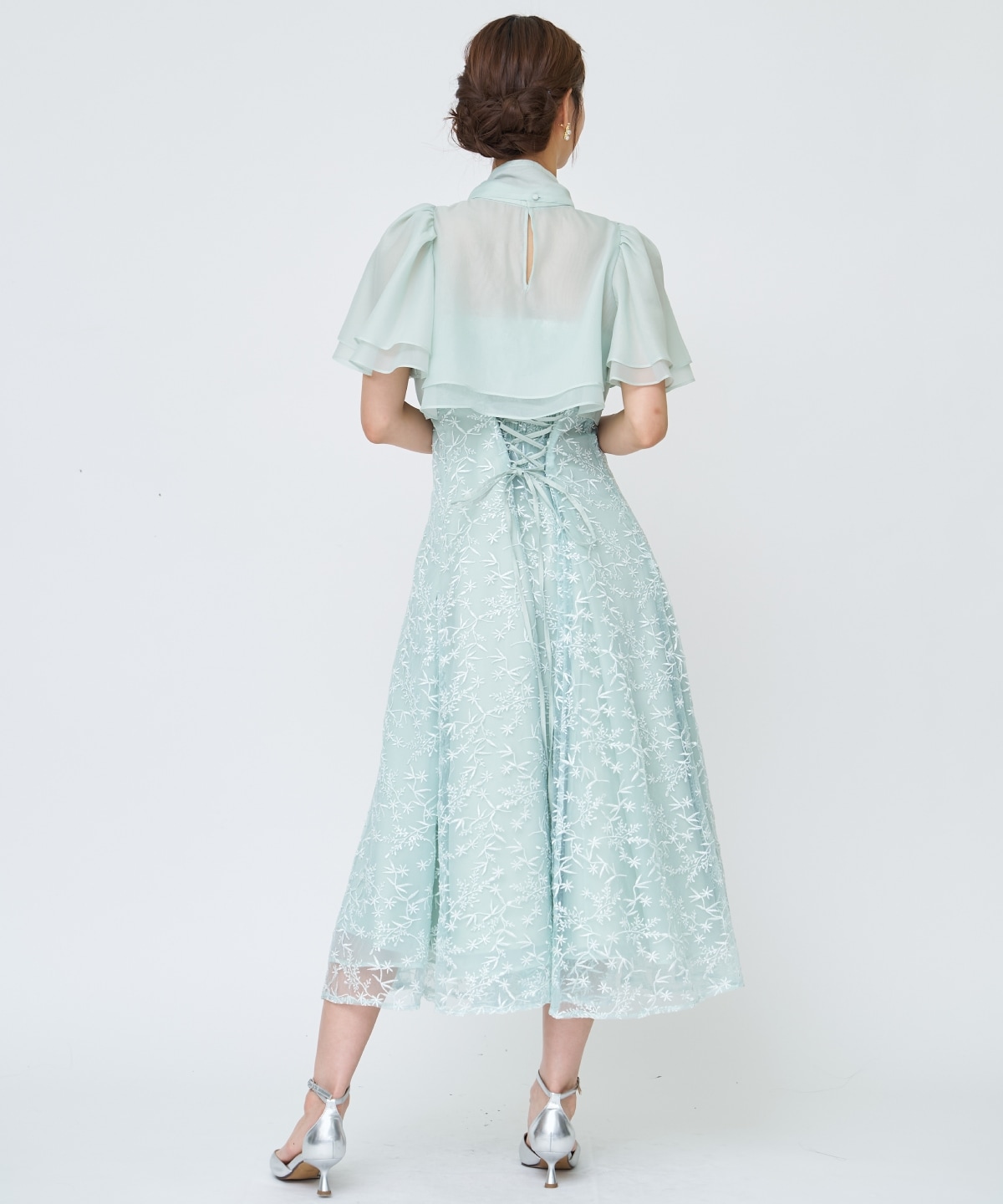 ラメボタニカルレースレイヤードドレス