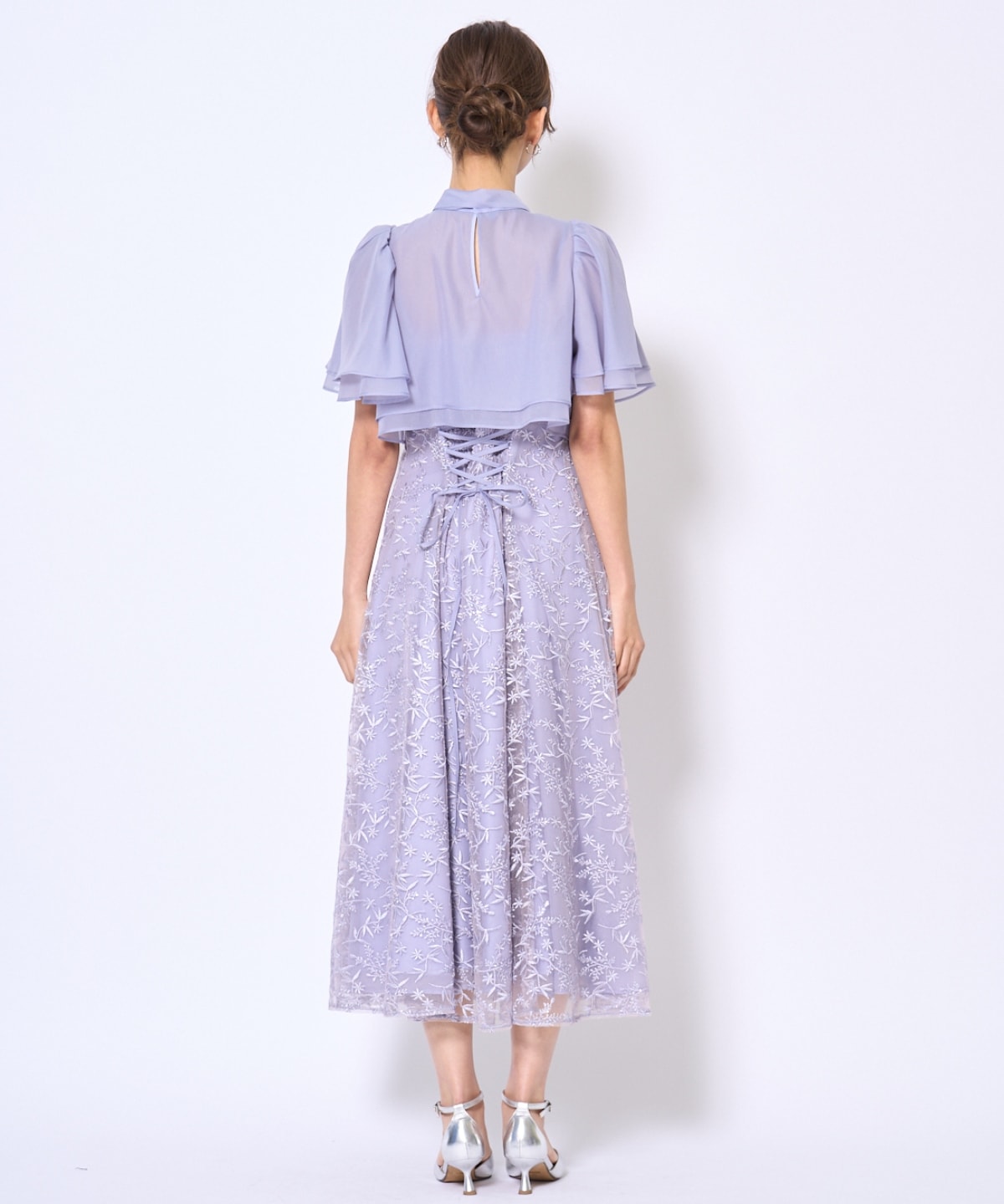 ラメボタニカルレースレイヤードドレス