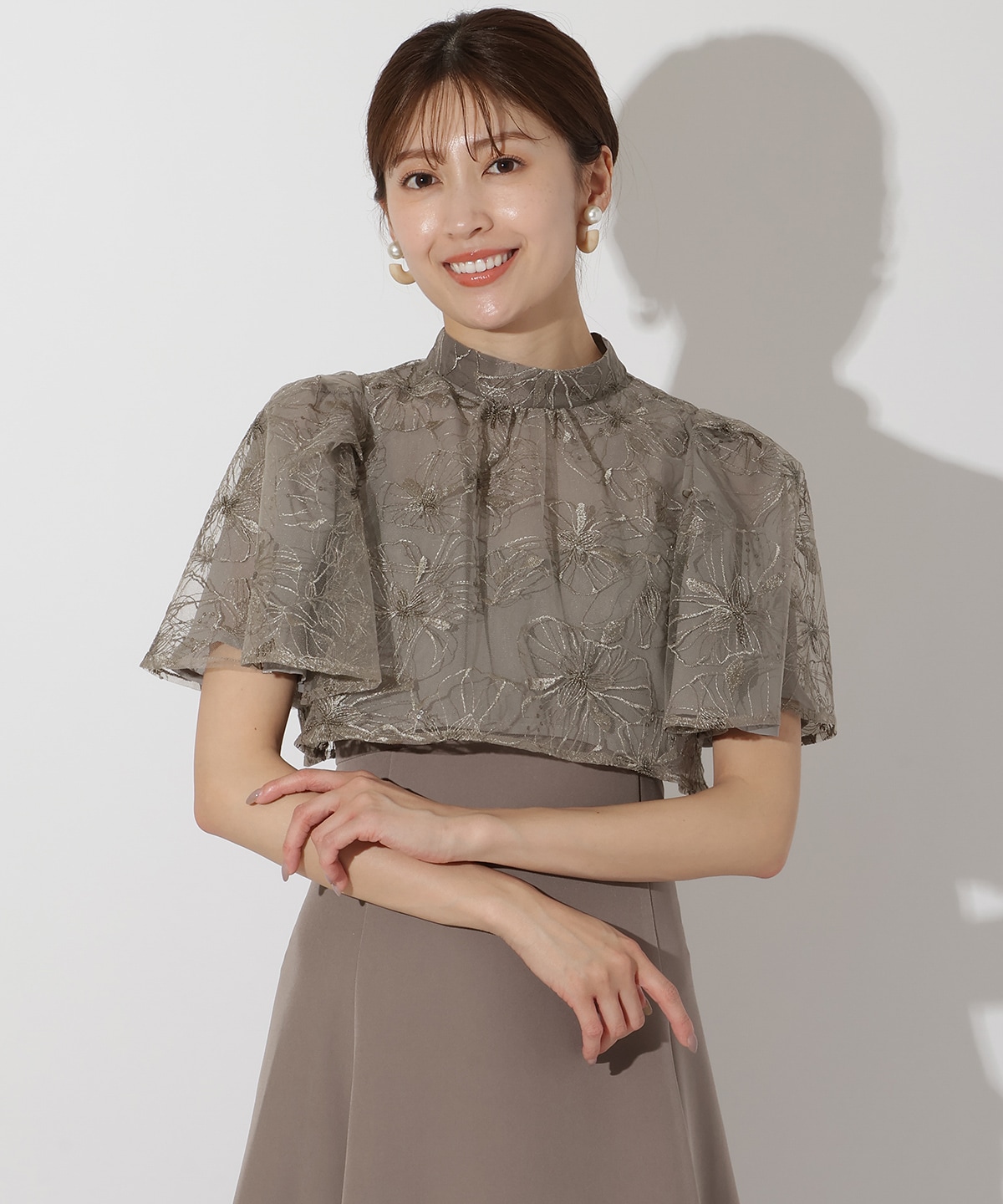 ラメフラワーチュールレイヤードドレス