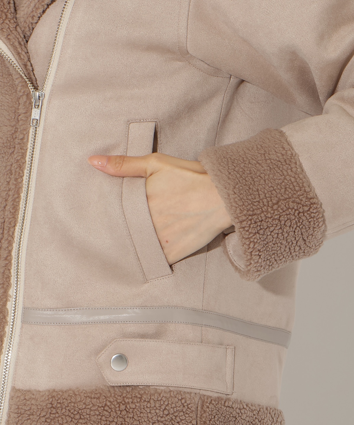 ムートンボアライダースブルゾン