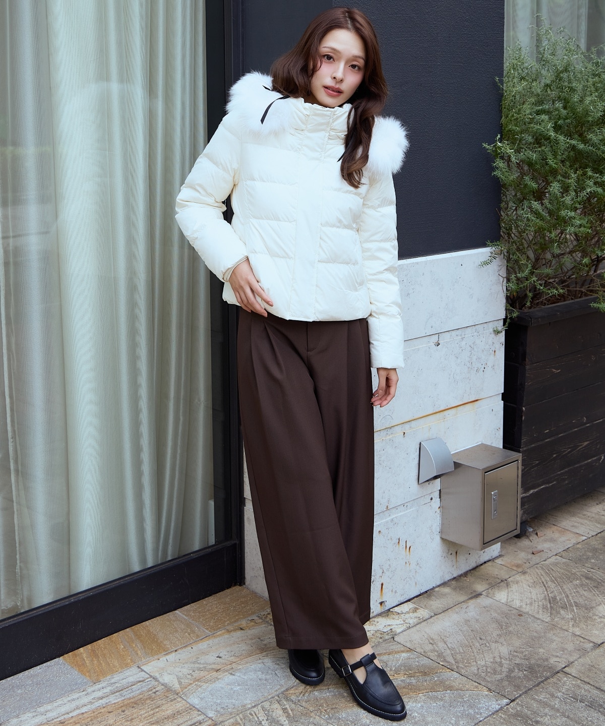 FOXファー付きショートダウン