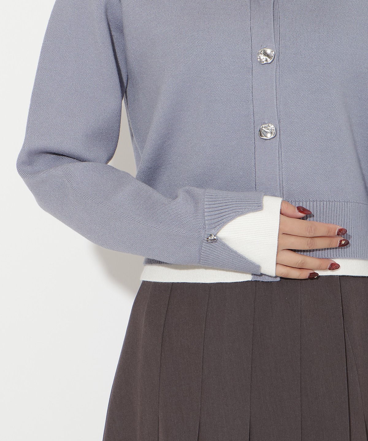 レイヤードライクニットカーデ