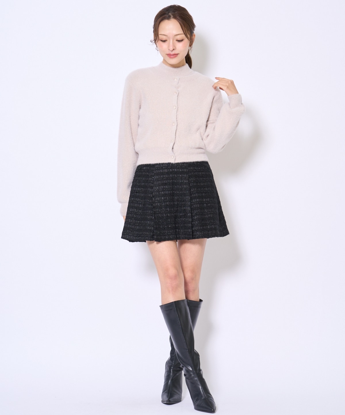 ラメフェザーニットアンサンブル