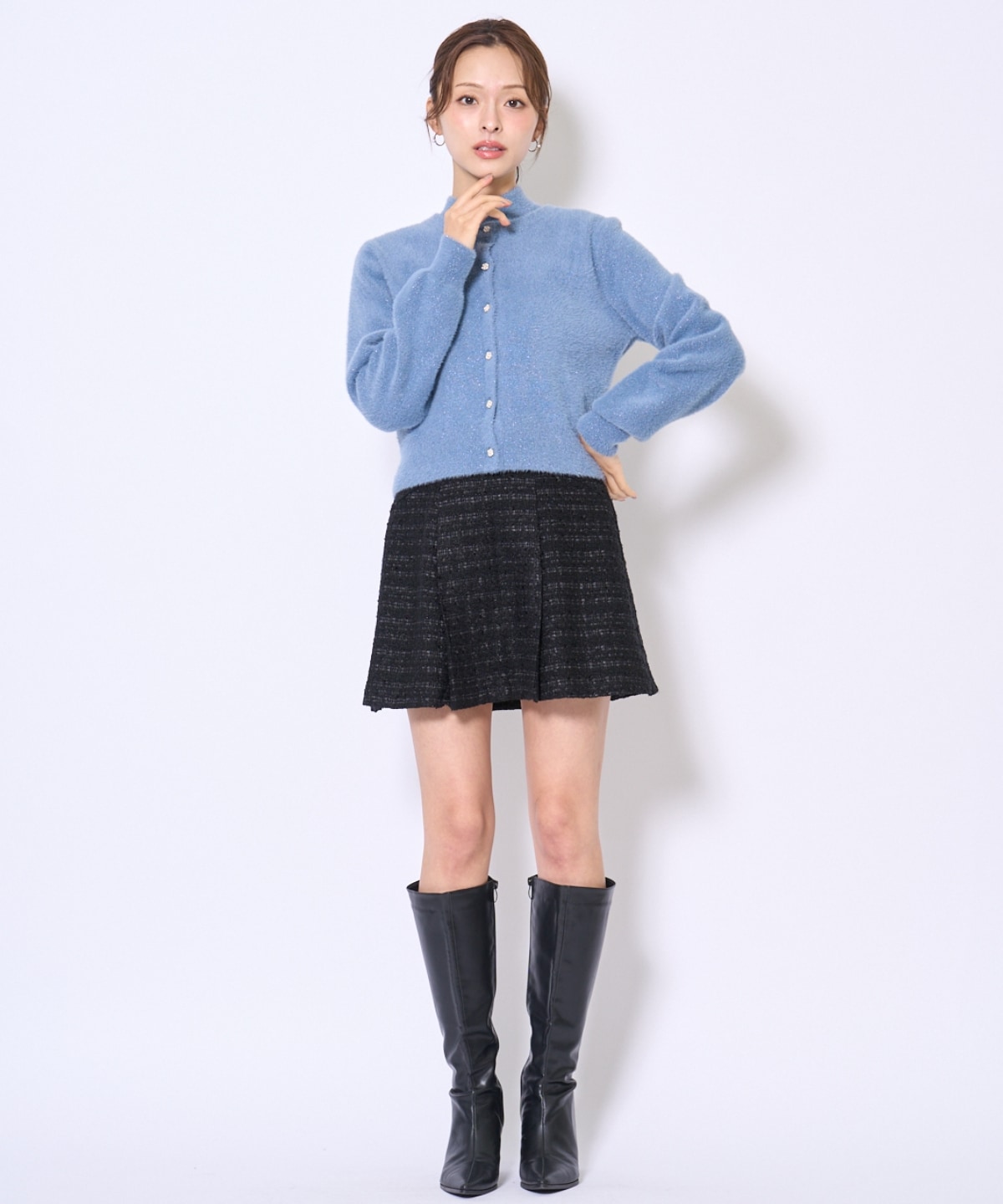 ラメフェザーニットアンサンブル