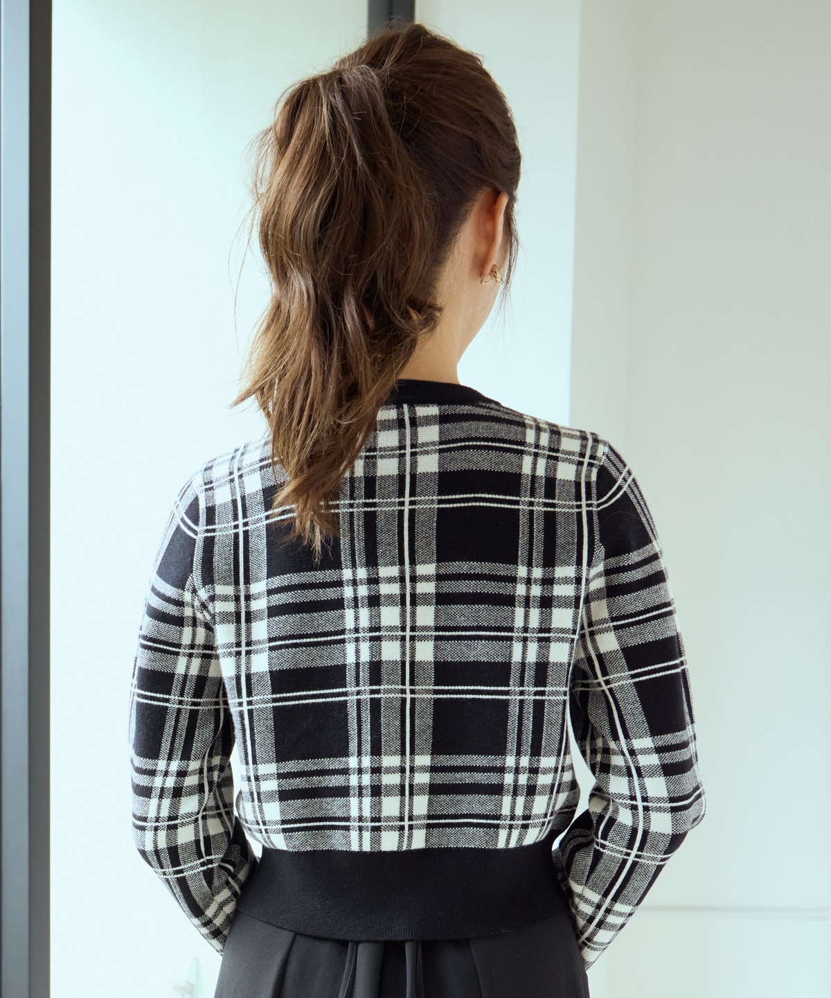 チェックジャガードニットカーディガン