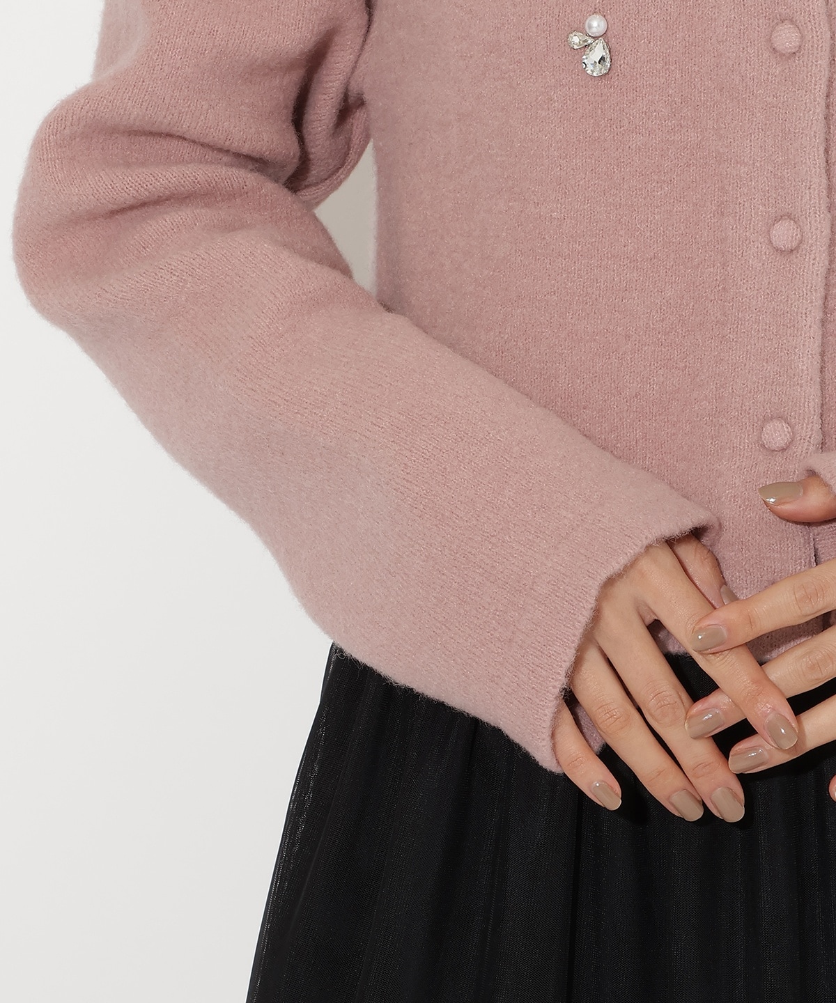 ビジュー付きニットカーディガン