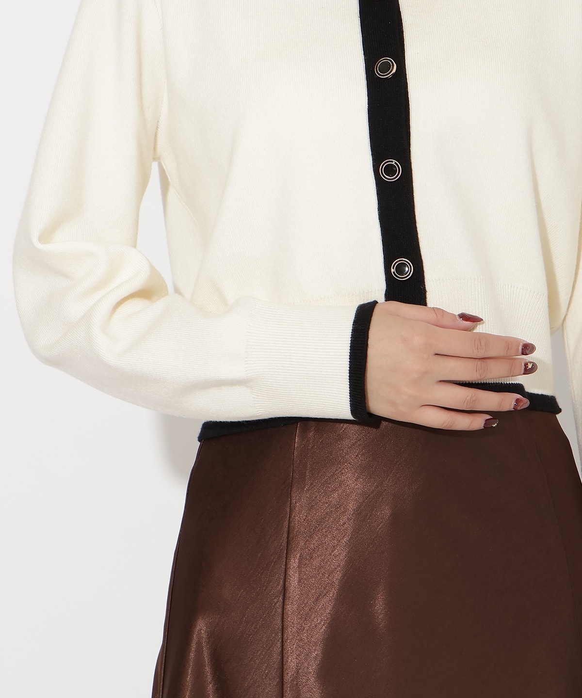 配色カーディガン