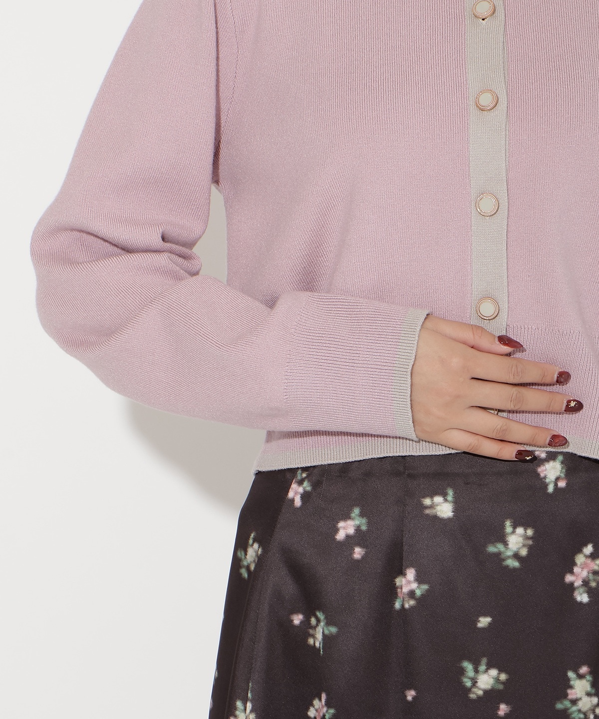 配色カーディガン