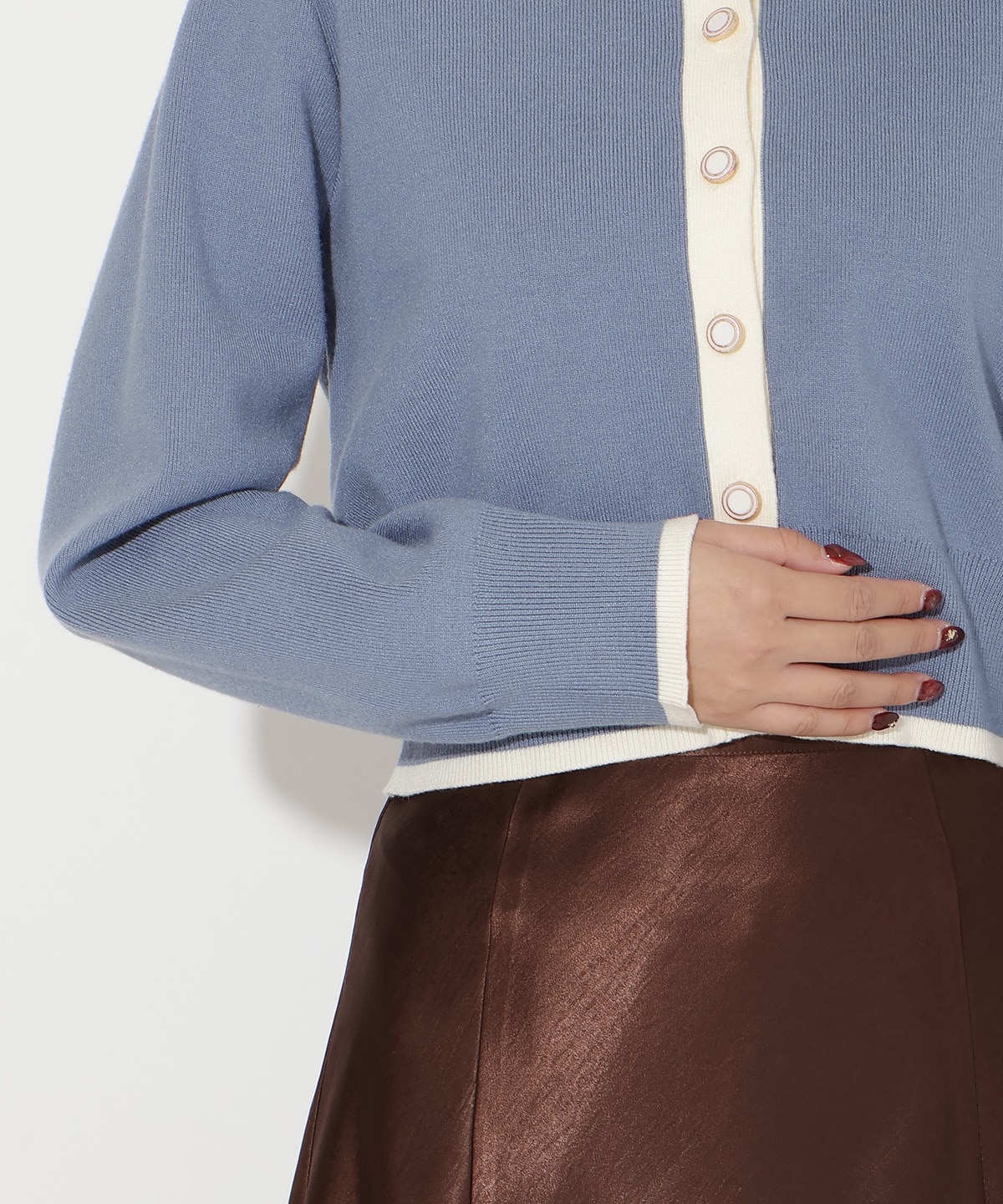 配色カーディガン