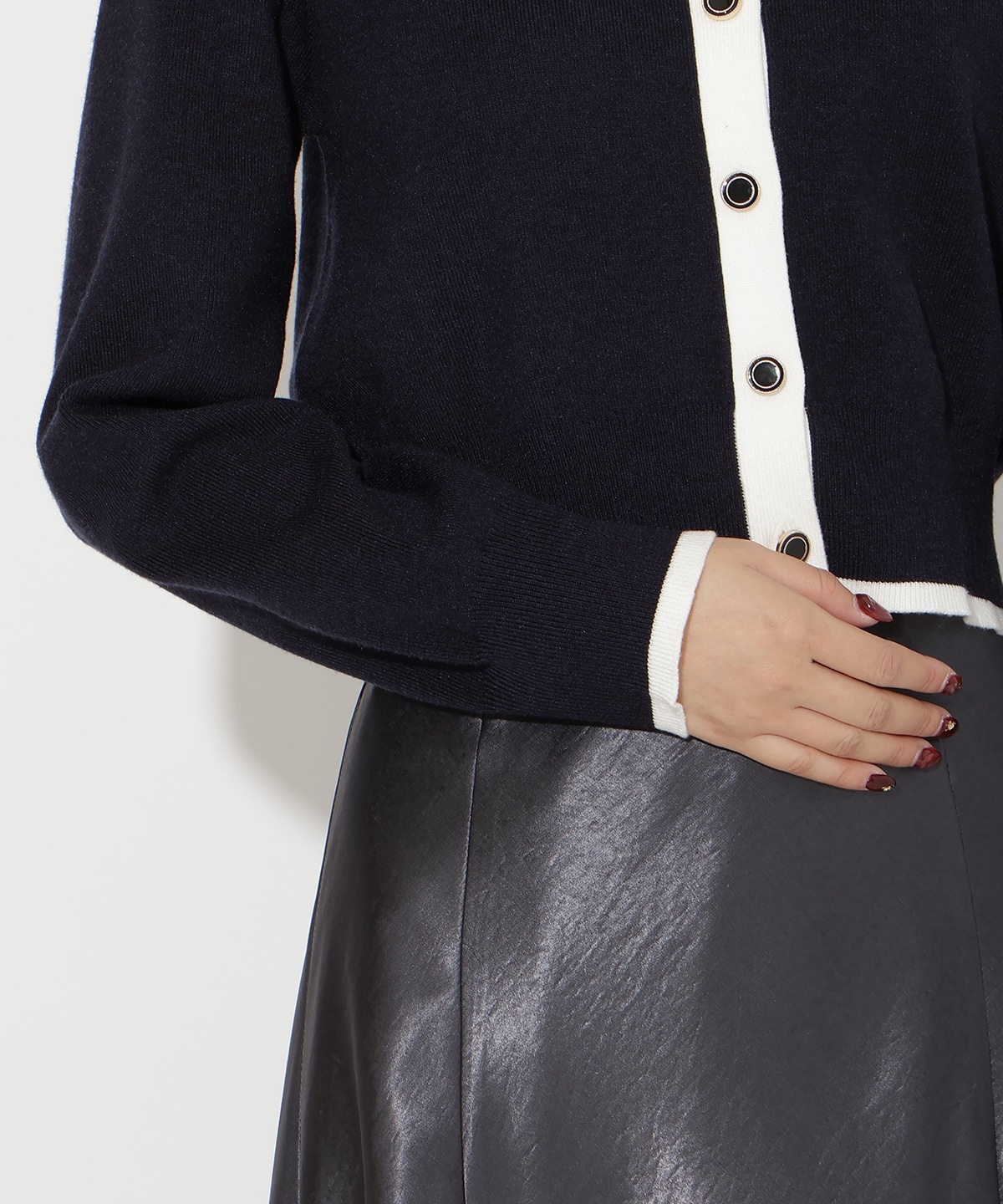 配色カーディガン