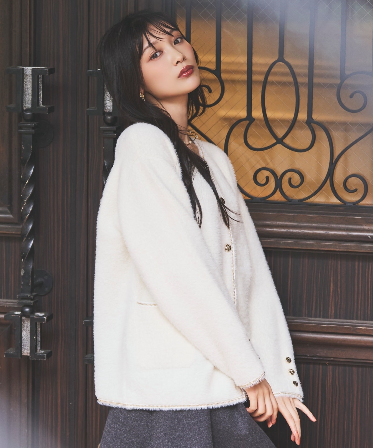 ダブルフェイスフェザーカーディガン