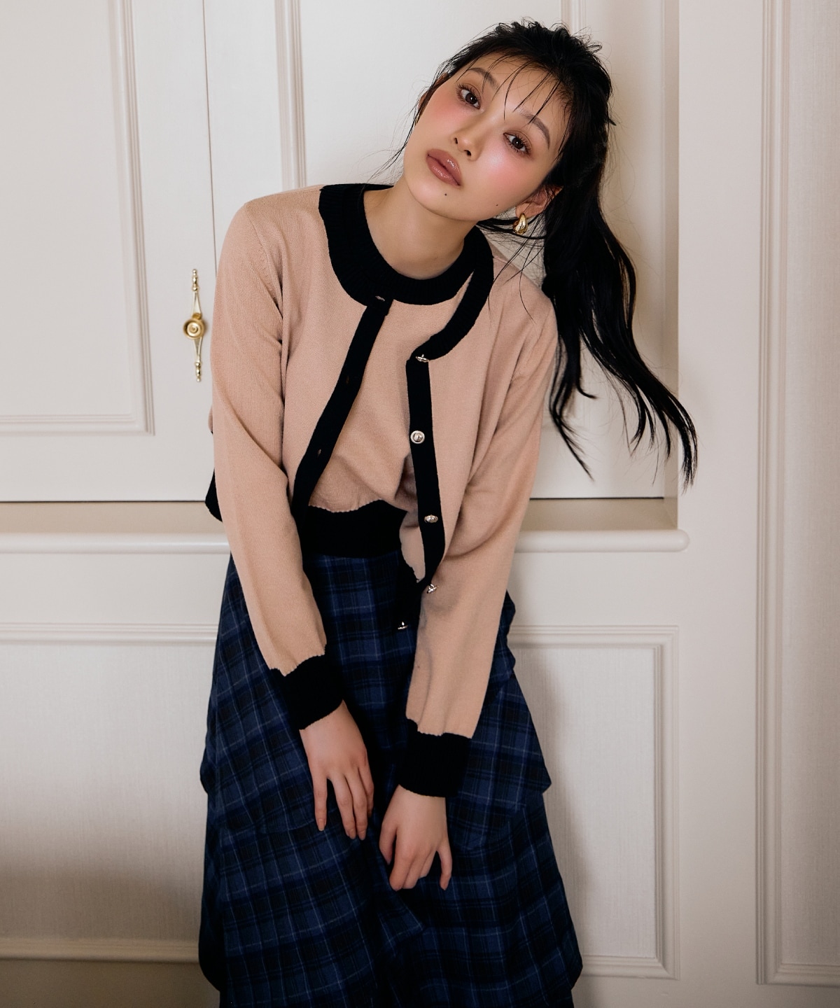 バイカラーアンサンブルニット