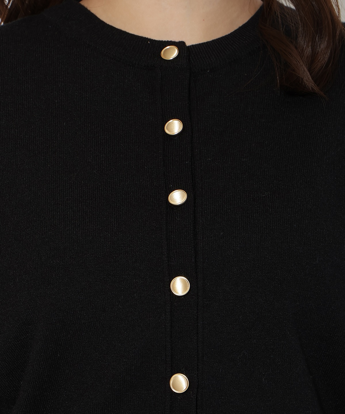 異素材リボンニットカーディガン