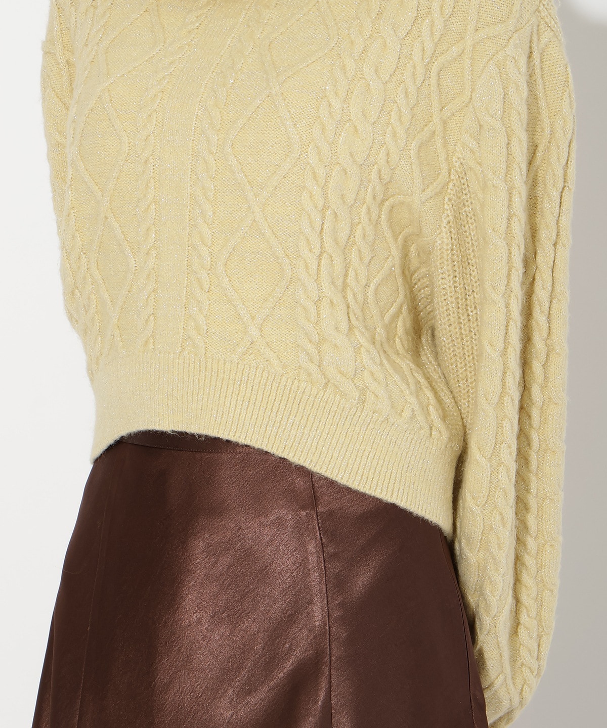 ラメケーブルタートルニットプルオーバー