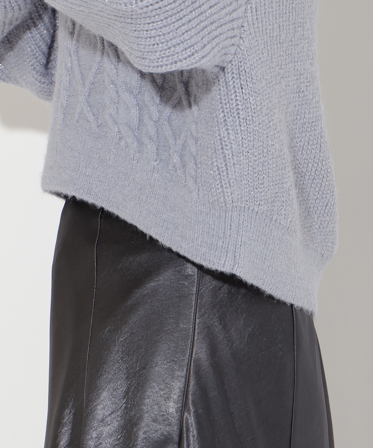 ラメケーブルタートルニットプルオーバー