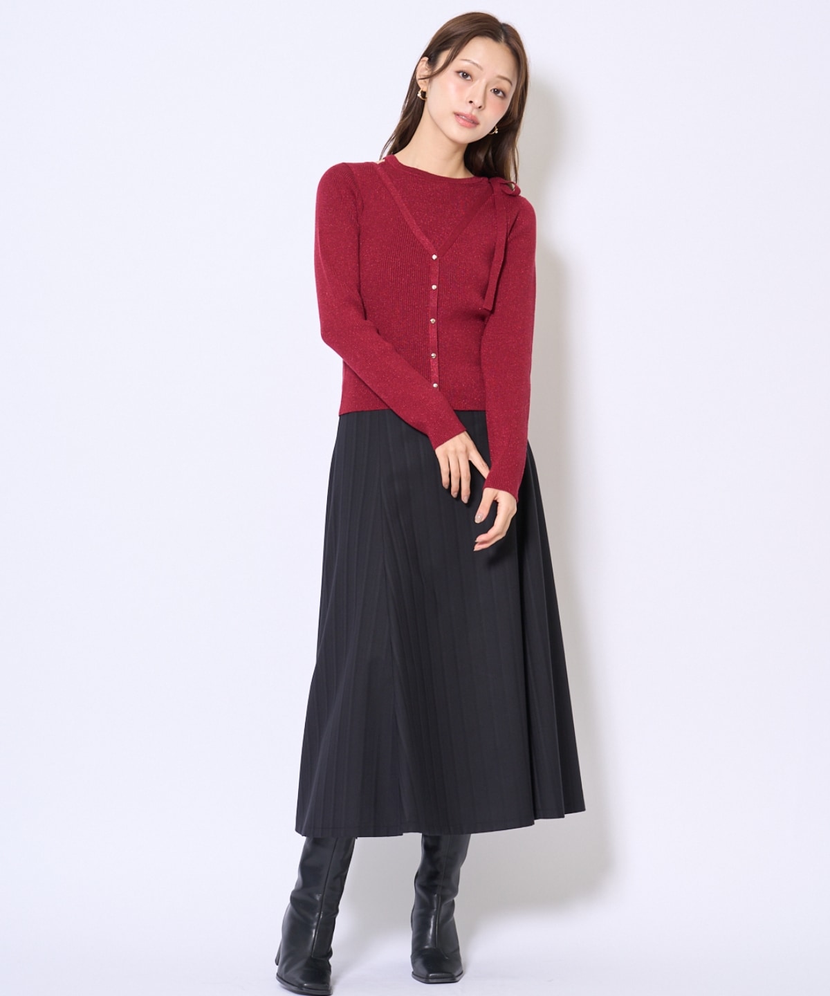 ホルタードッキングカーディガン風プルオーバー