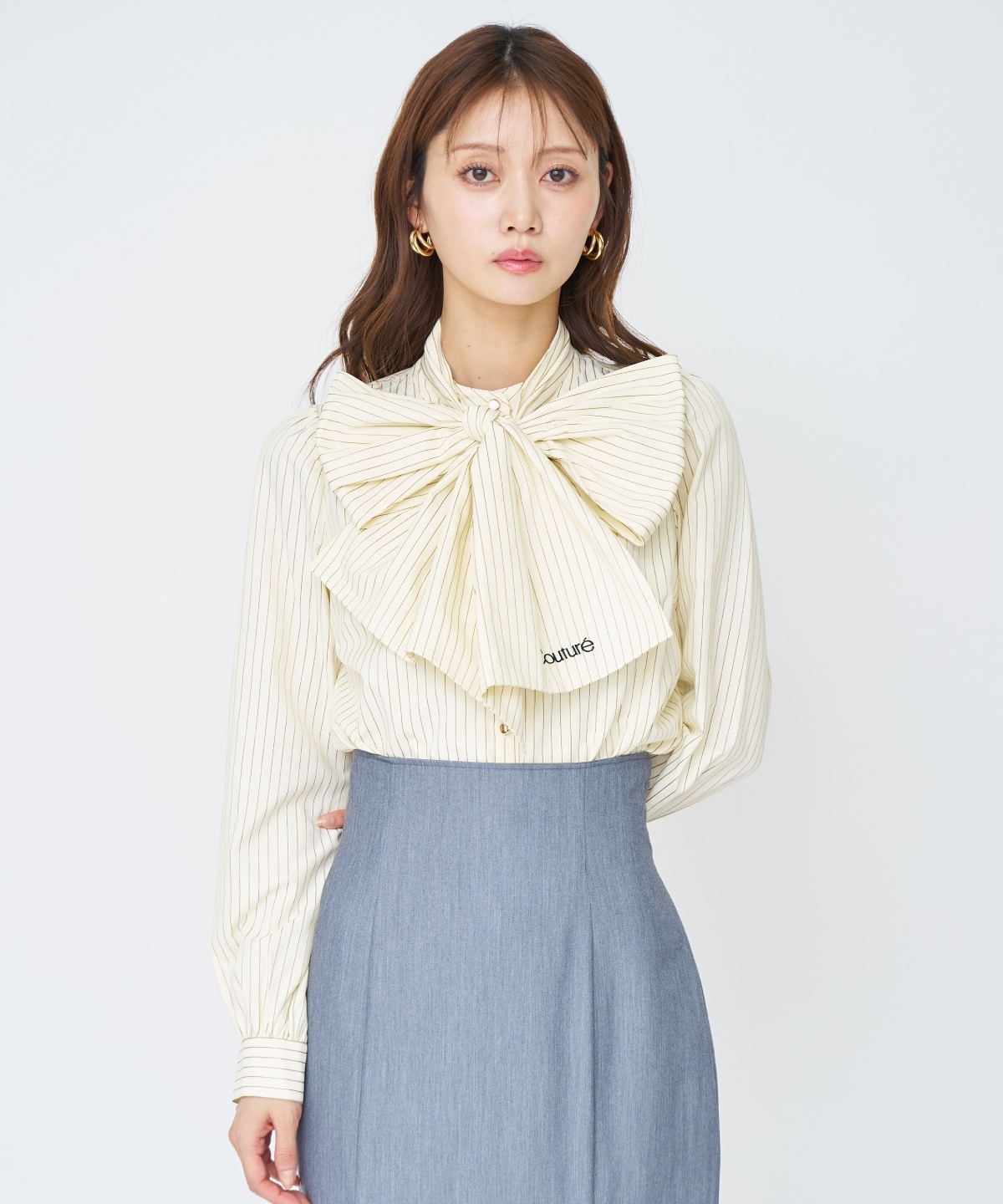 【先行予約受付中】バタフライリボンストライプブラウス