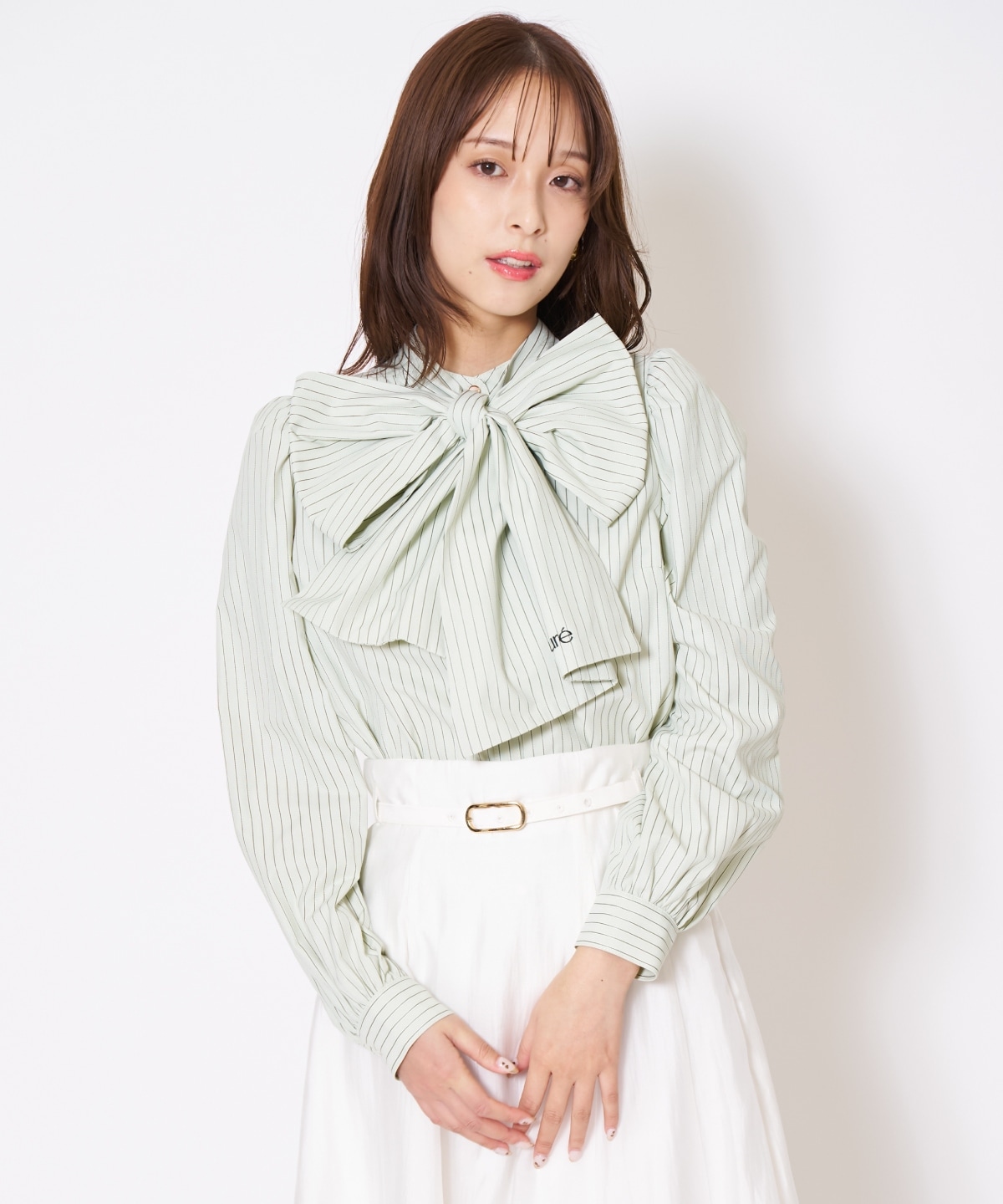 【先行予約受付中】バタフライリボンストライプブラウス