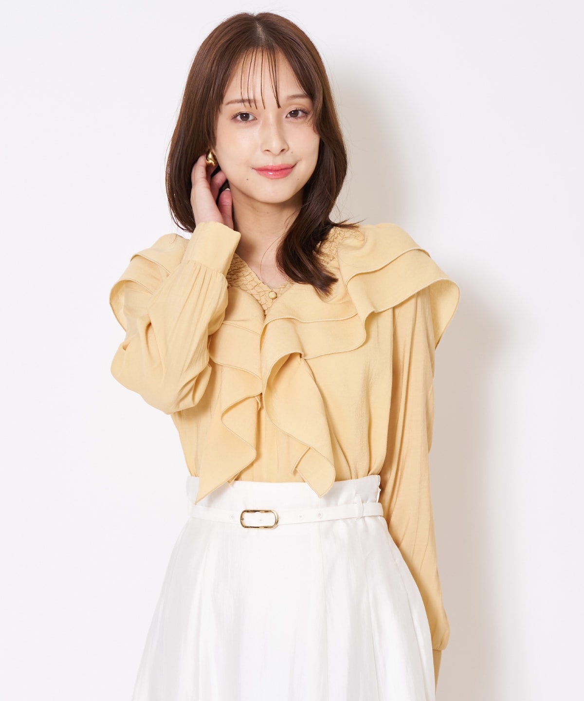 【先行予約受付中】シャーリングフリルブラウス