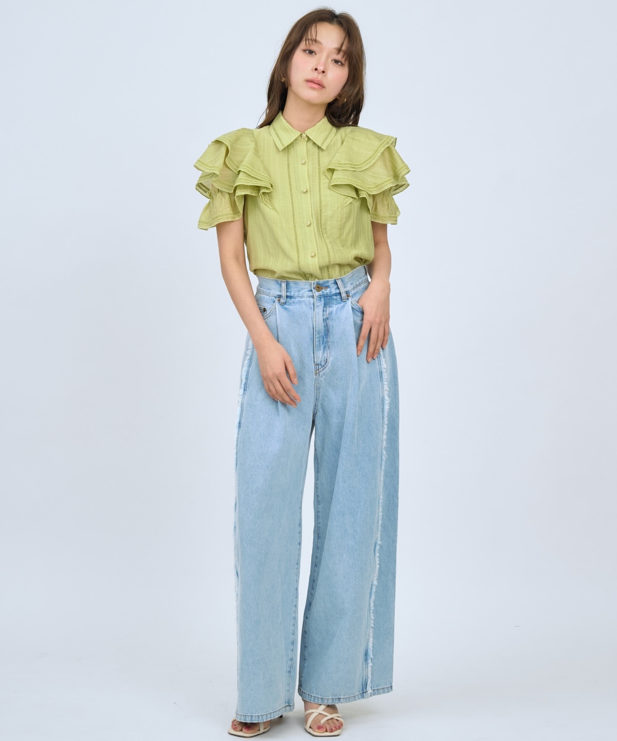 【先行予約受付中】ラッフルスリーブシャツブラウス