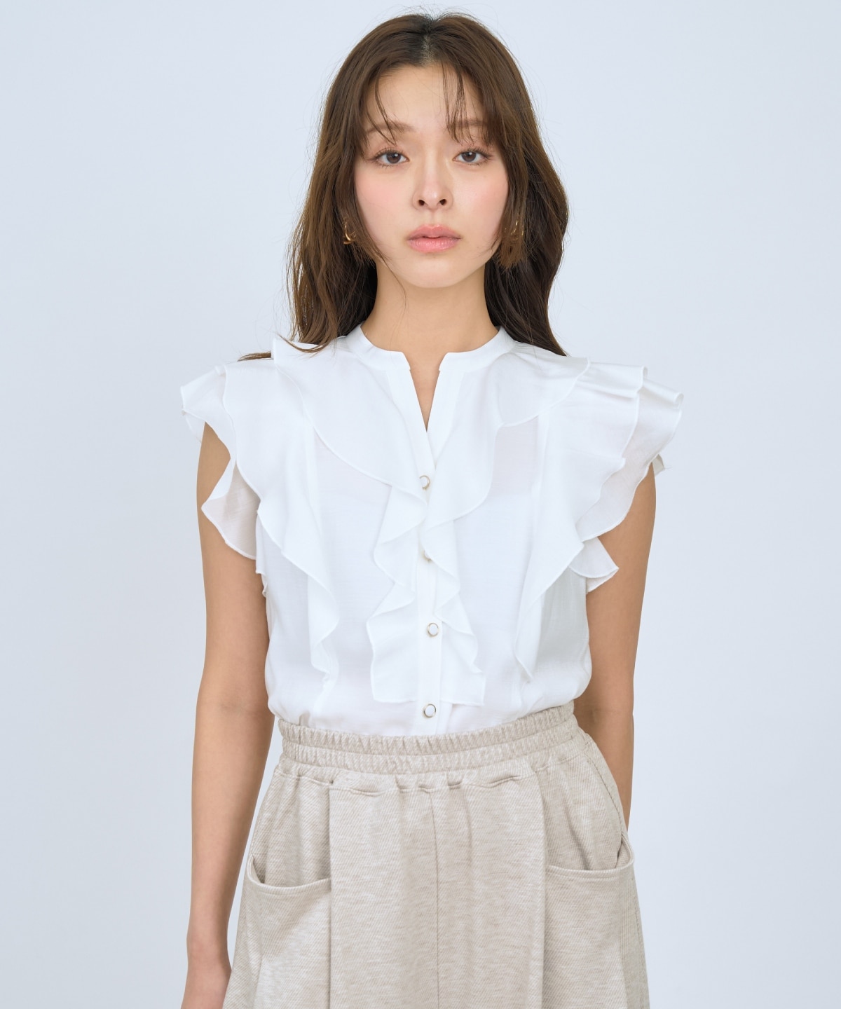 【先行予約受付中】フレンチスリーブラッフルブラウス