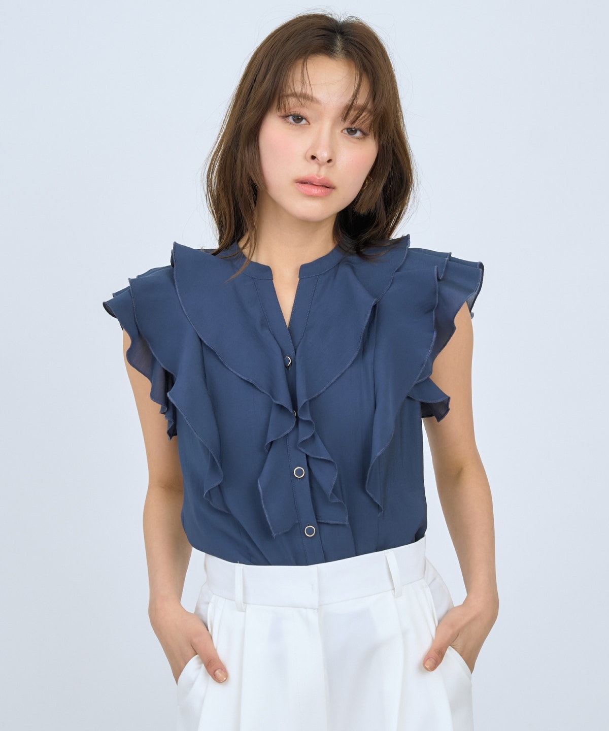 【先行予約受付中】フレンチスリーブラッフルブラウス