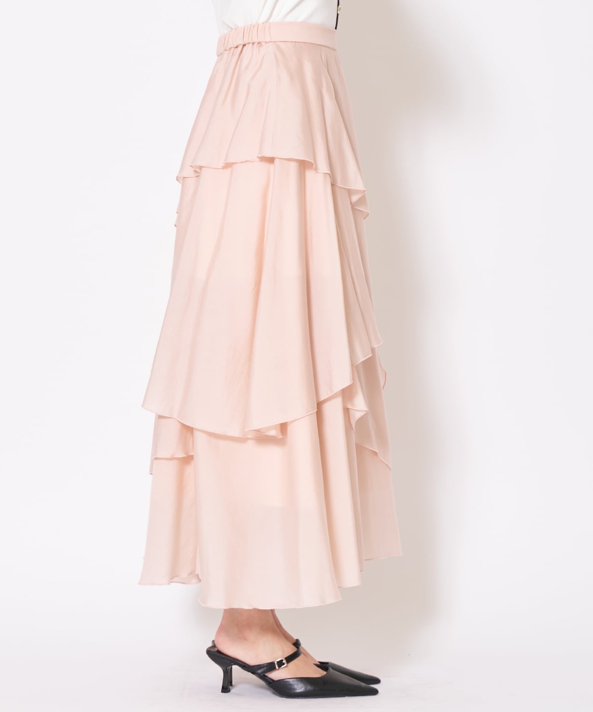 アシンメトリーシフォンラッフルスカート