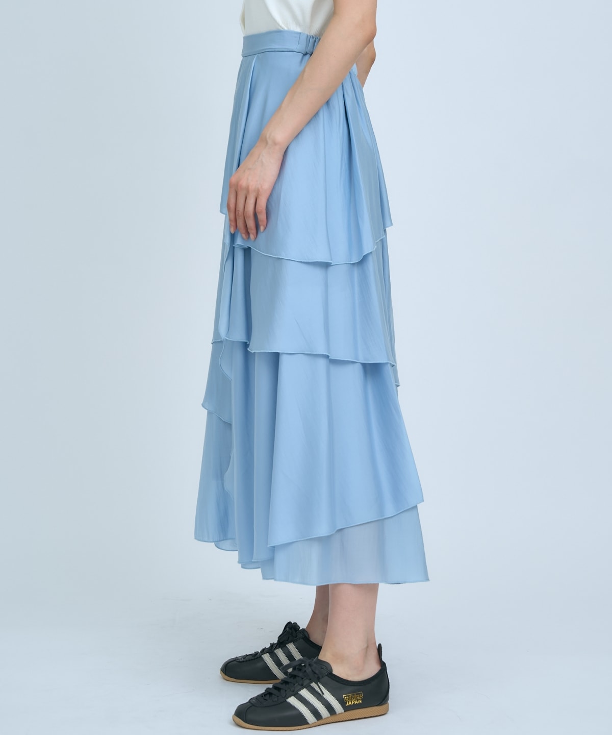 アシンメトリーシフォンラッフルスカート