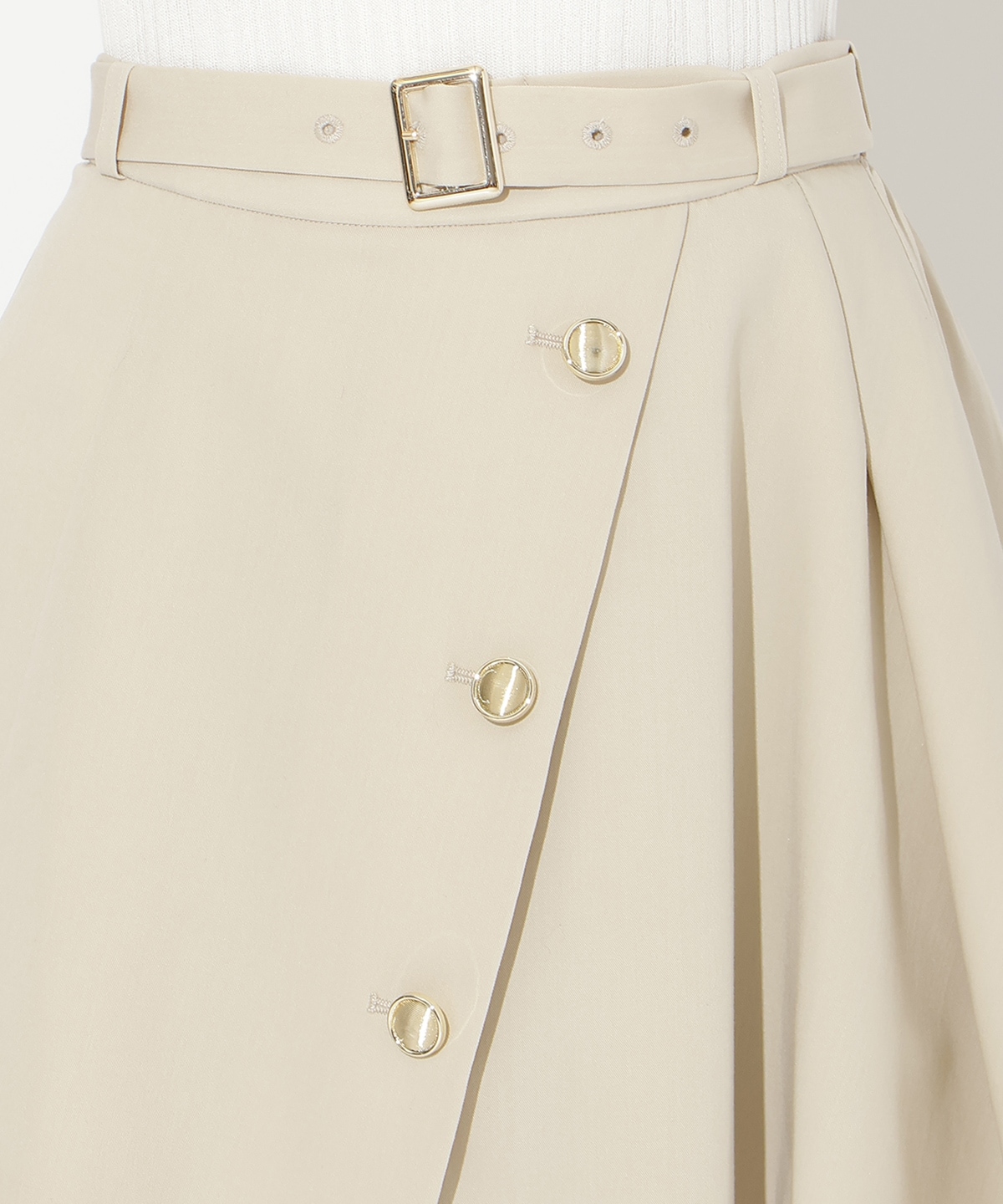 【先行予約受付中】ベルト付きレイヤードデザインフレアスカート