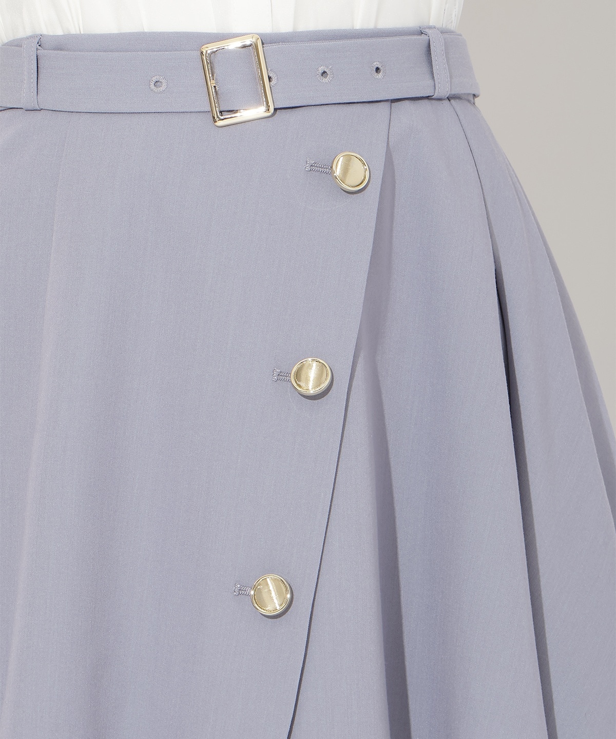 【先行予約受付中】ベルト付きレイヤードデザインフレアスカート