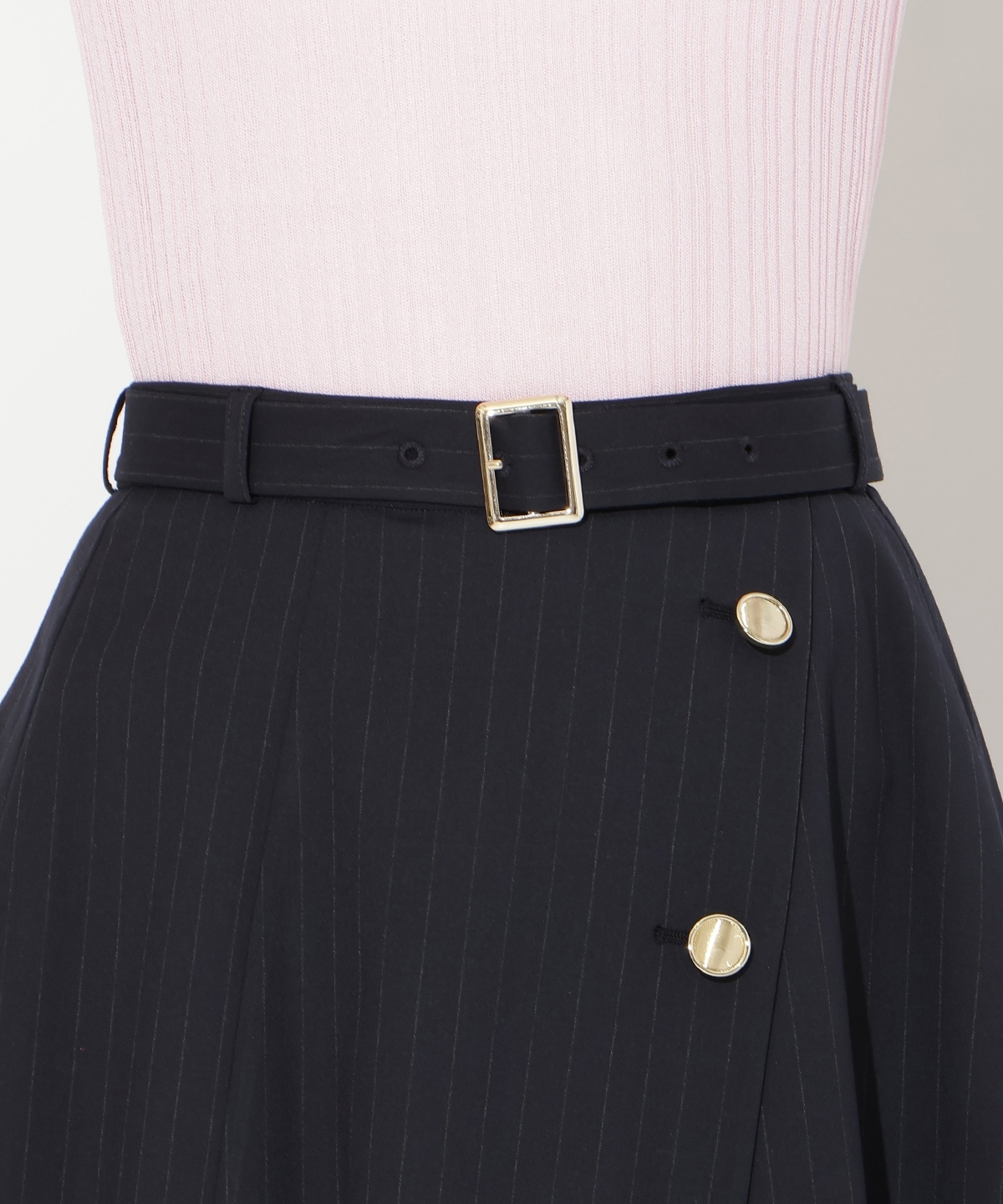 【先行予約受付中】ベルト付きレイヤードデザインフレアスカート