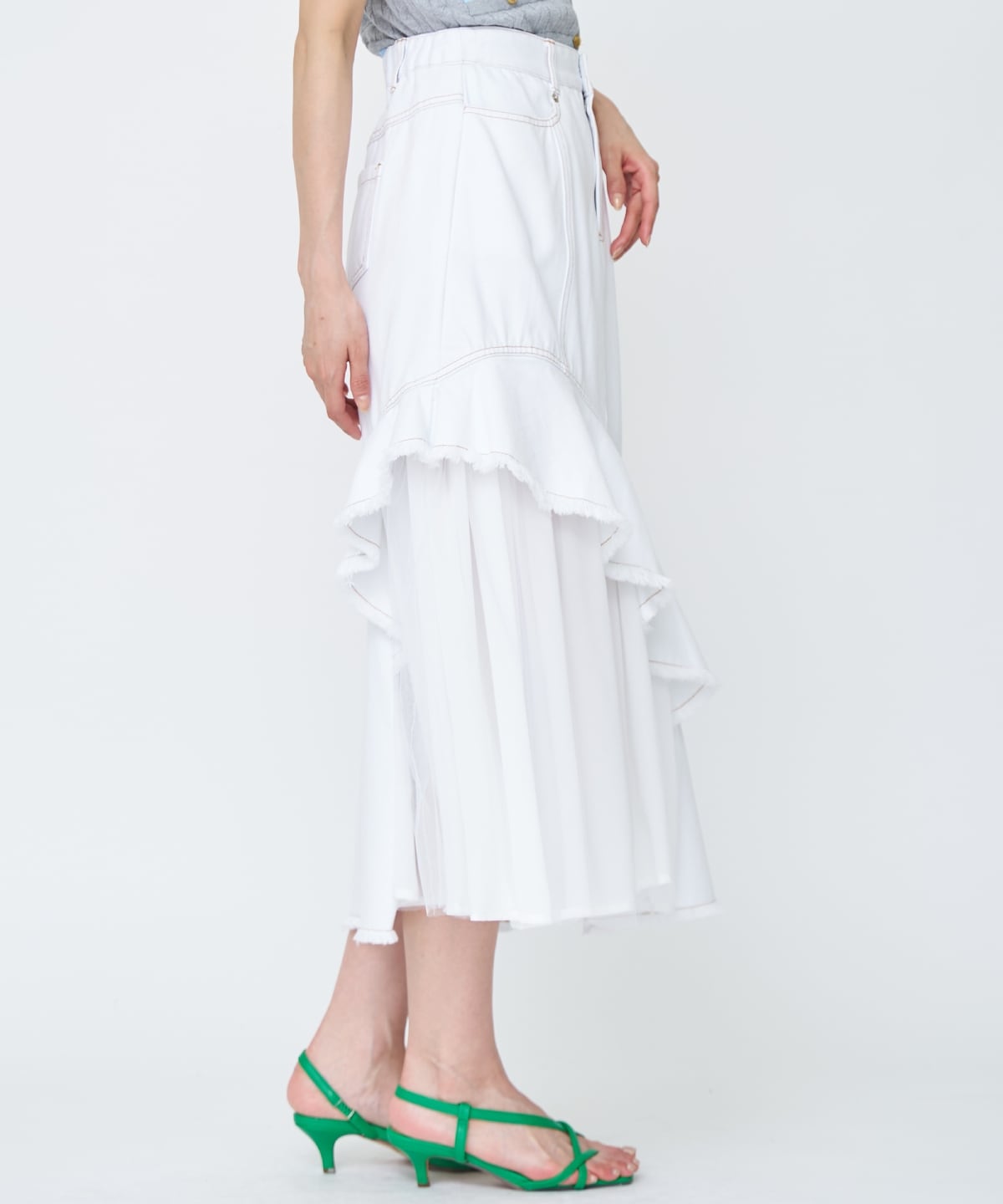 【先行予約受付中】チュール切替デニムスカート