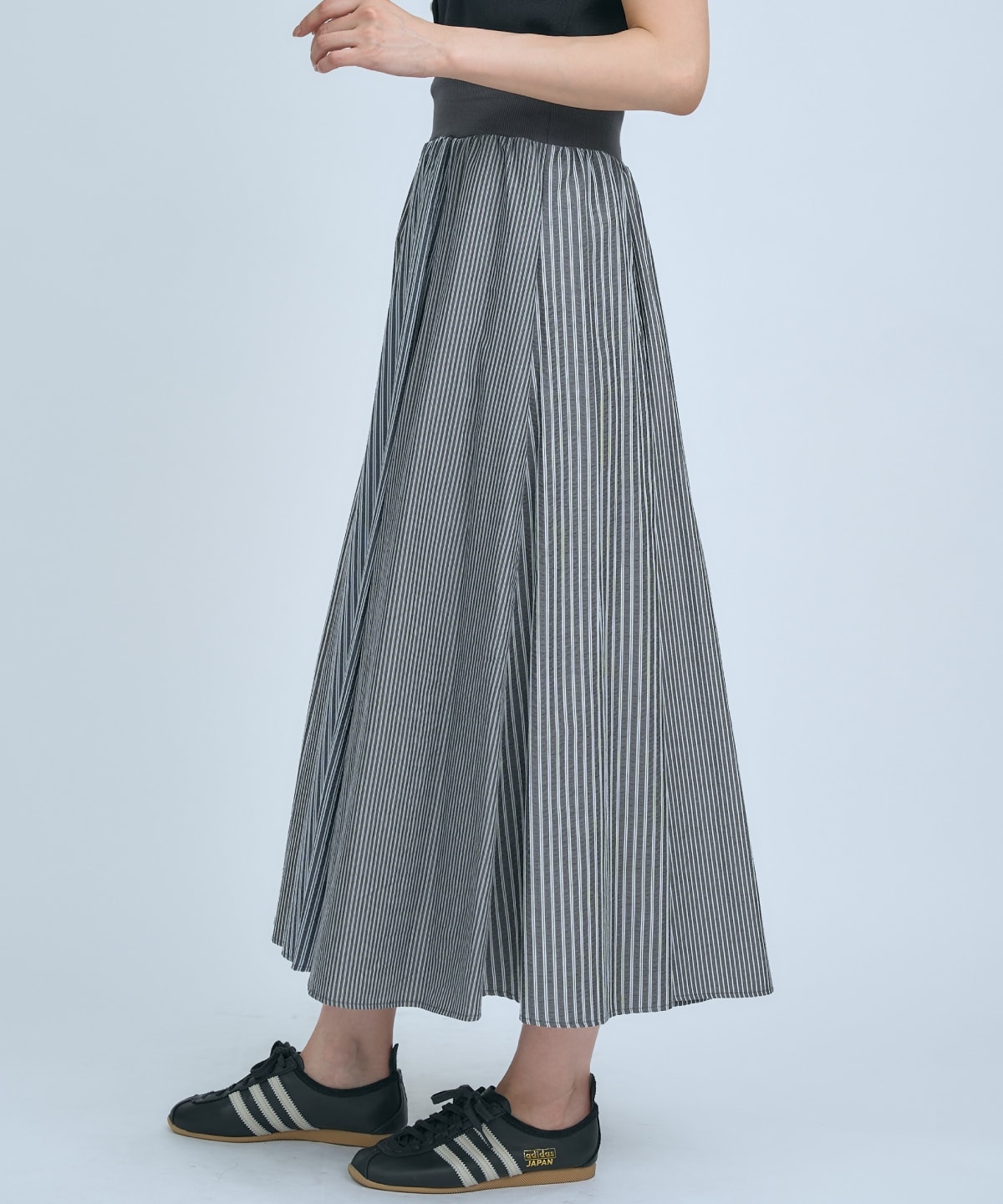 【先行予約受付中】サッカーストライプ柄組み合わせロングスカート