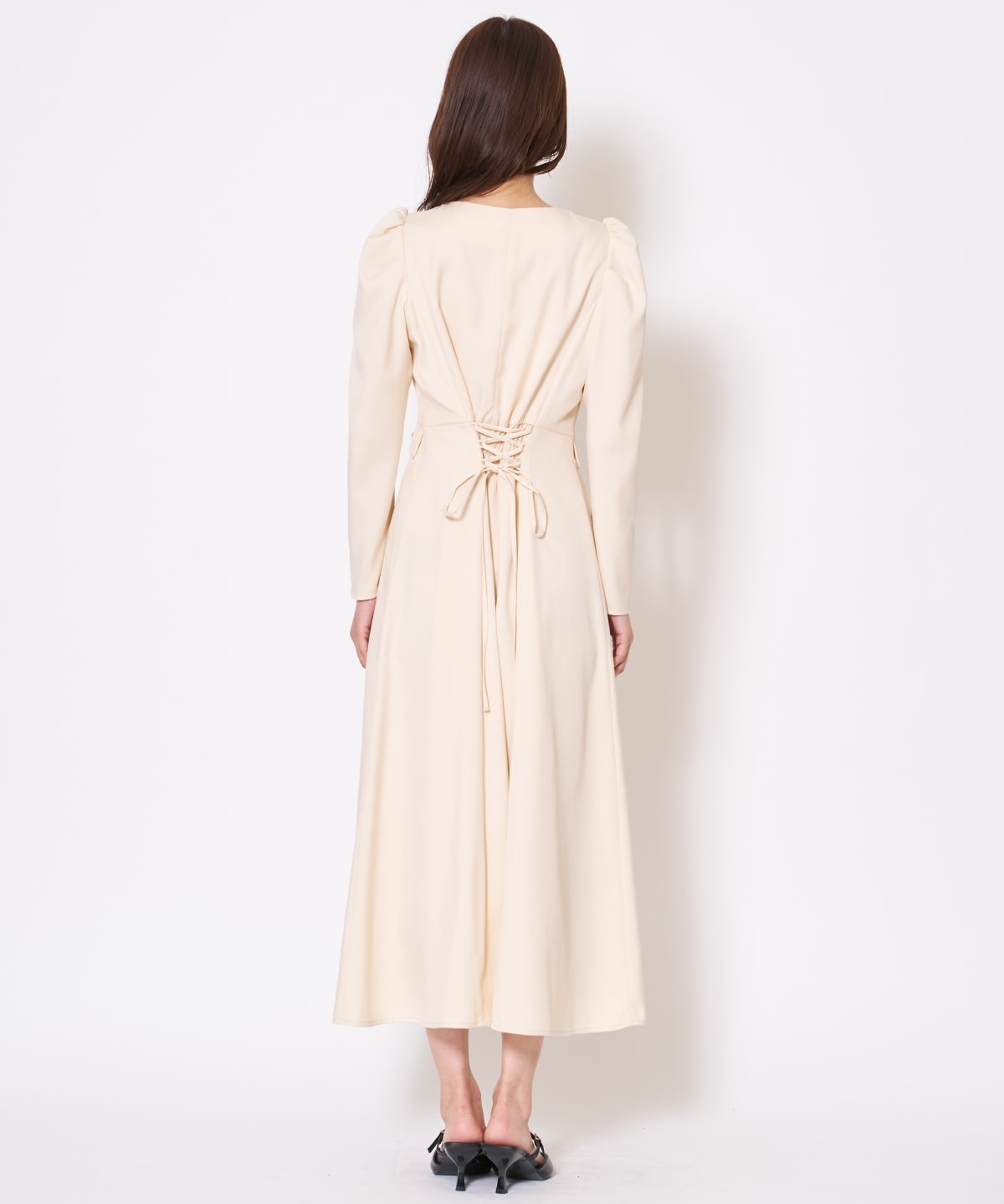 【先行予約受付中】Vネックパフスリーブワンピース