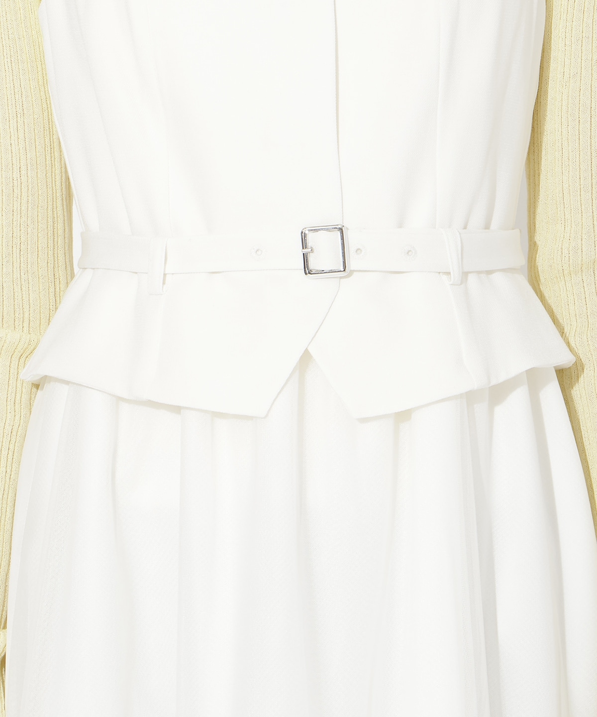 異素材ドッキングチュールワンピース