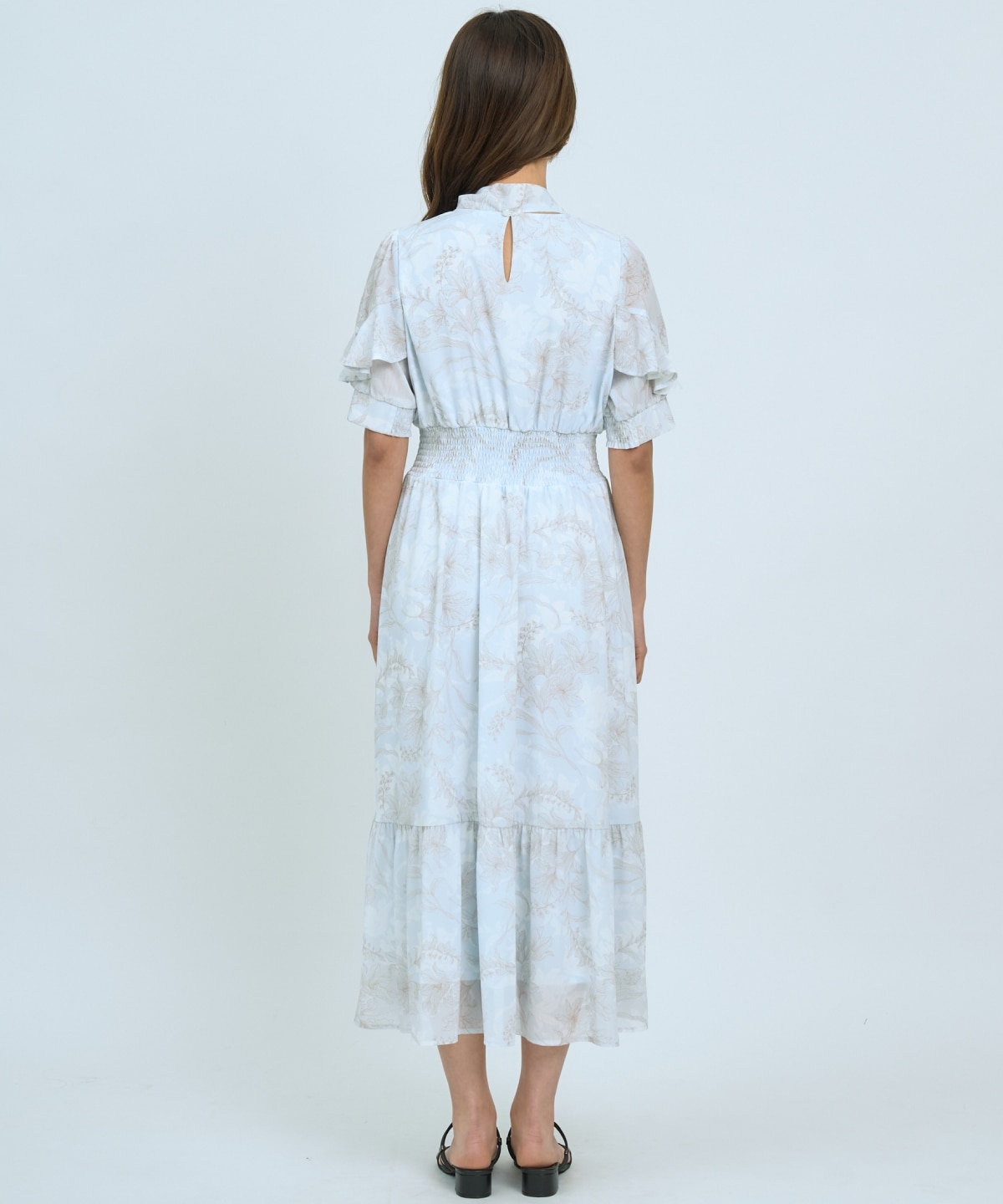 【先行予約受付中】ラインフラワーハーフスリーブワンピース