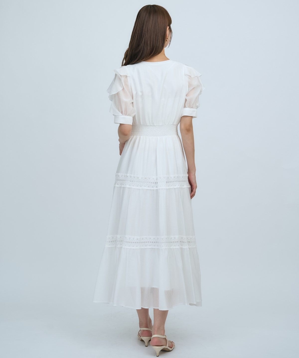 【先行予約受付中】フリルスリーブレースティアードワンピース