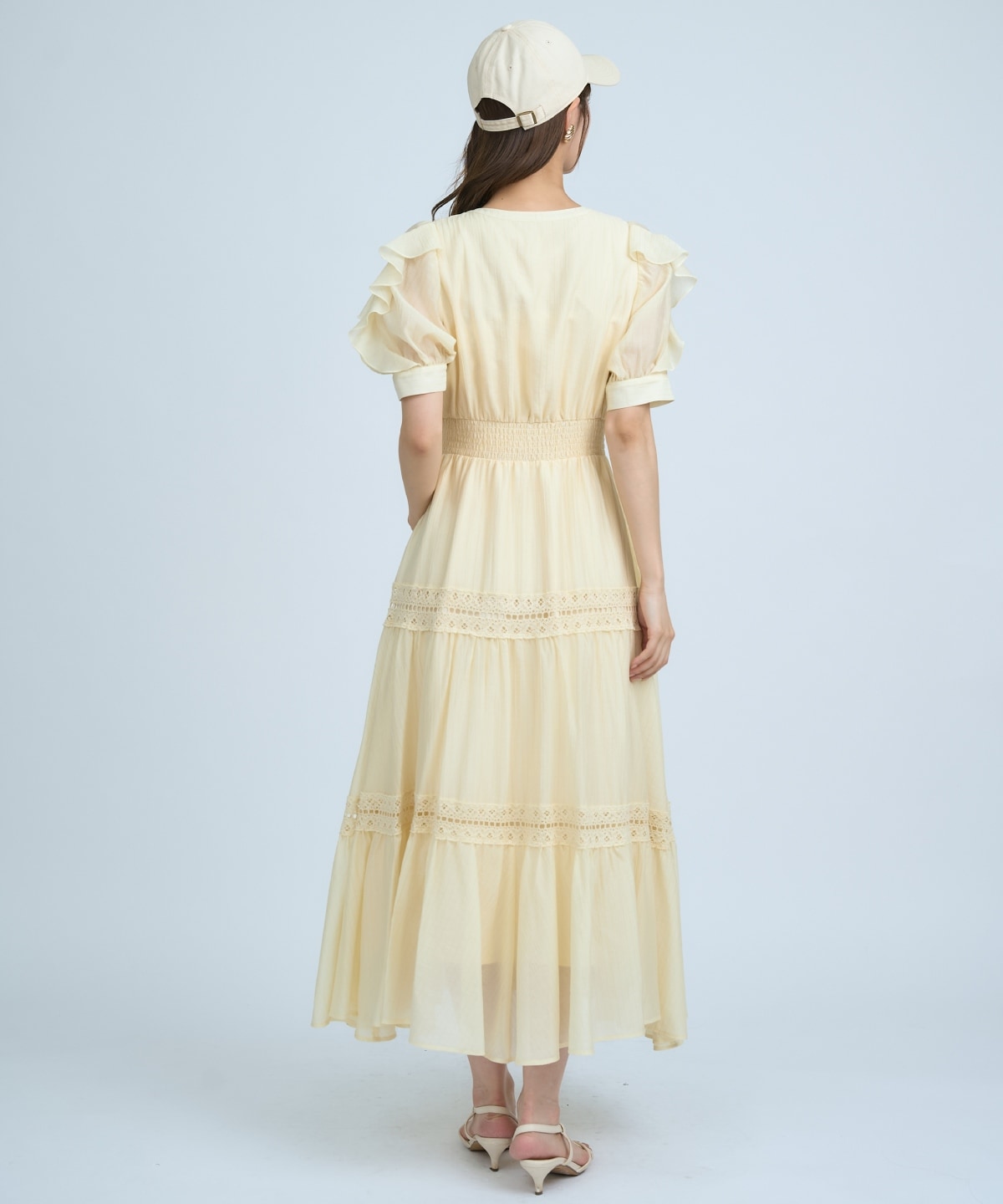 【先行予約受付中】フリルスリーブレースティアードワンピース