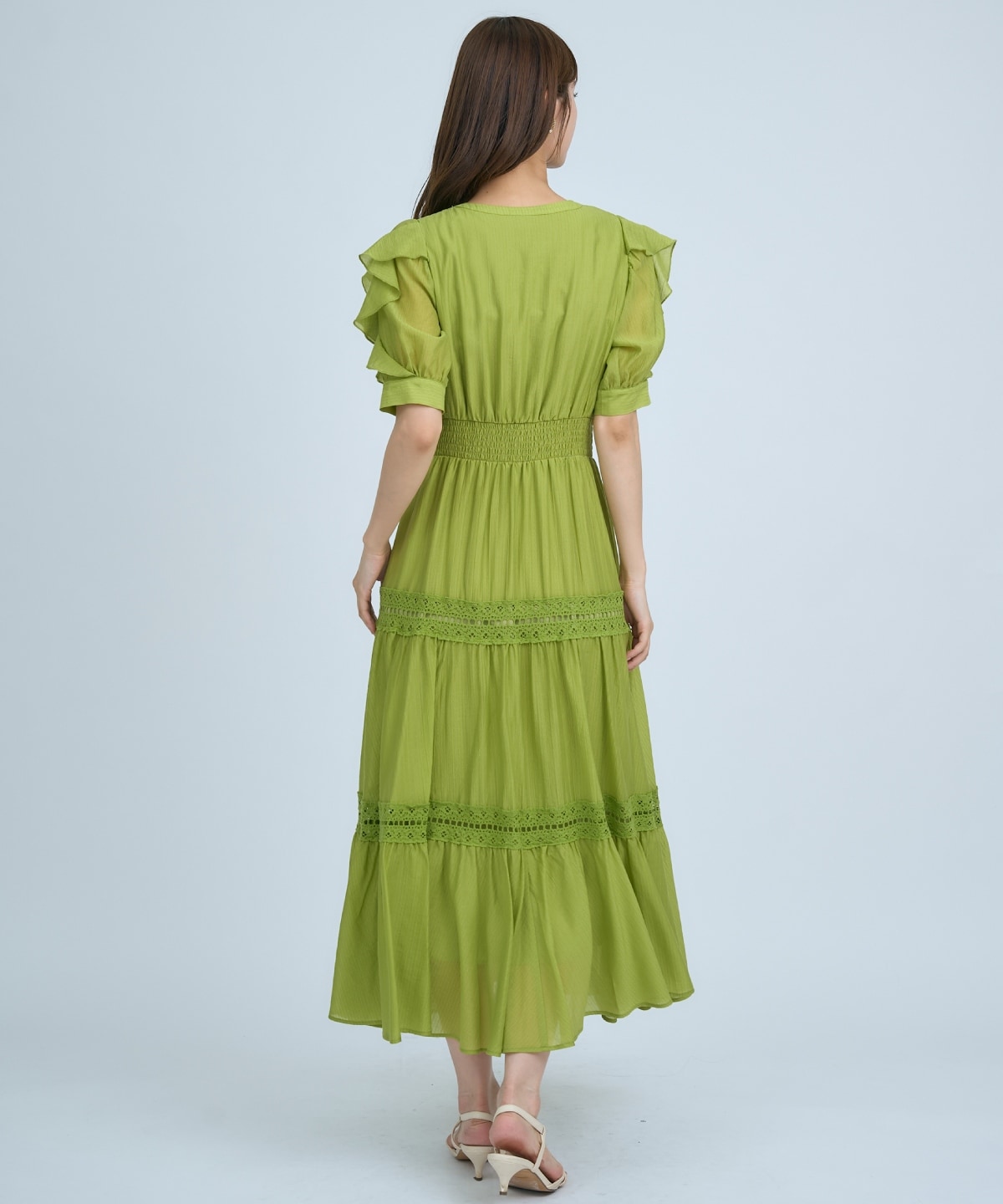 【先行予約受付中】フリルスリーブレースティアードワンピース