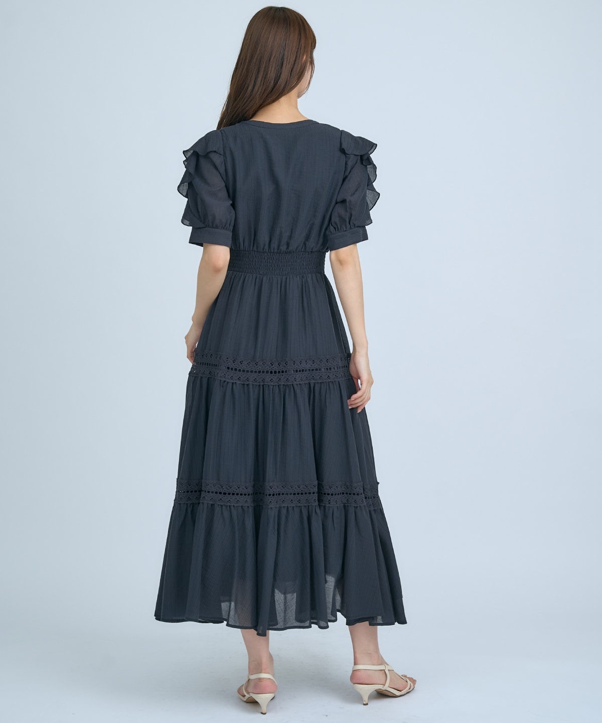 【先行予約受付中】フリルスリーブレースティアードワンピース