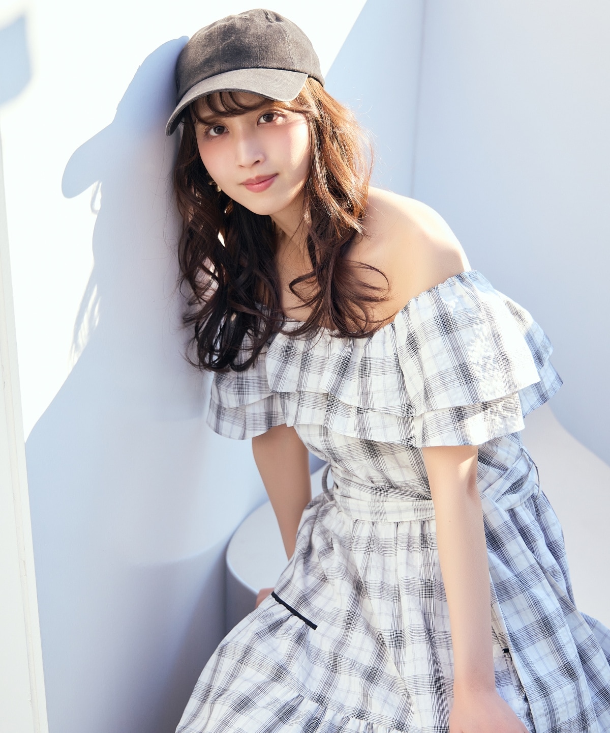 【先行予約受付中】オフショルチェックフレアワンピース