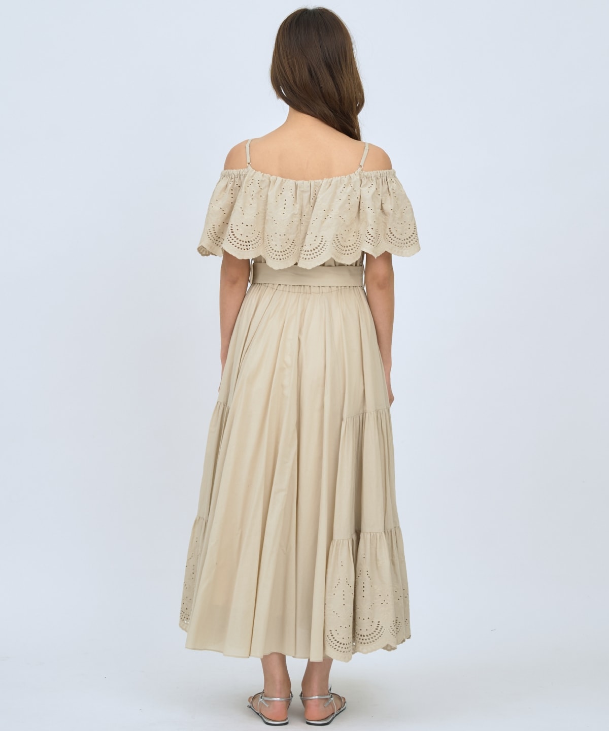 レースオフショルティアードワンピース